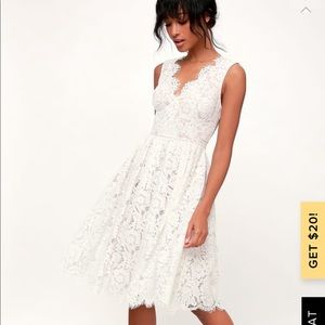 Lulus white lace skater midi dress